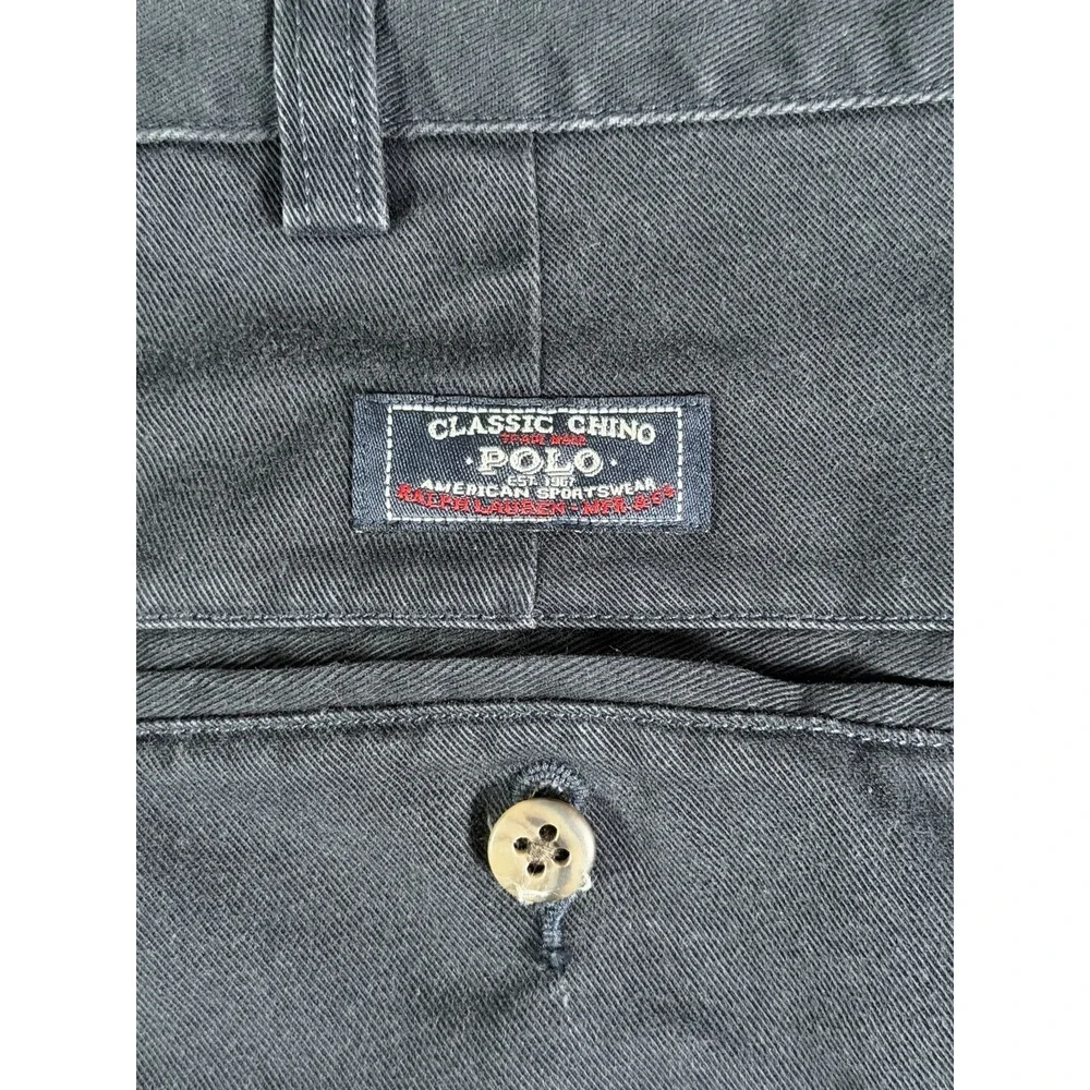 VTG Polo Ralph Lauren Andrew Pants Mens 40x30 (39x28) Blue Pleated Cotton Chino